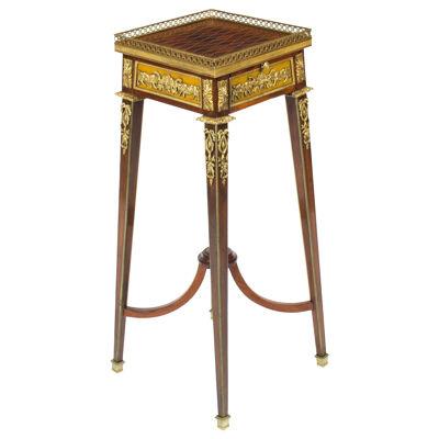Antique French Parquetry Ormolu Mounted Stand Att François Linke 19th Century