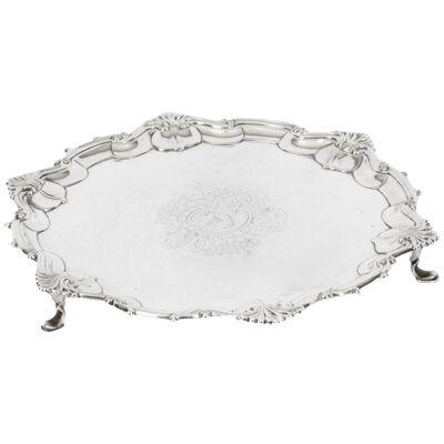 Antique English Victorian Silver Plated Salver 19th Century