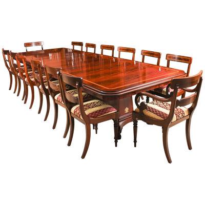 Bespoke Regency Revival Twin Base Dining Table & 14 chairs 21st C