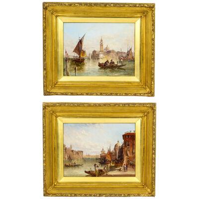 Pair Oil Paintings San Marco & Santa Maria Venice Alfred Pollentine 19th C
