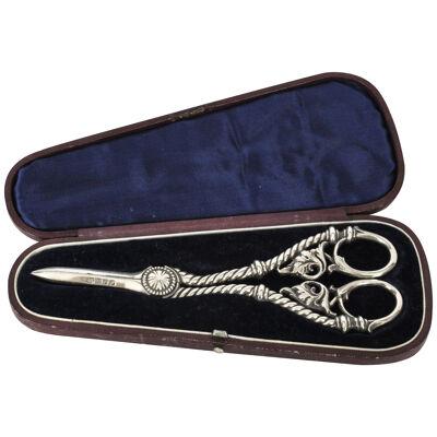 Antique Pair Victorian Silver Plated Grape Scissors 19th C