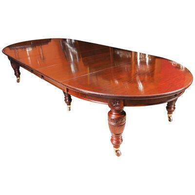 Antique 16ft Victorian Flame Mahogany Extending Dining Table 19th C