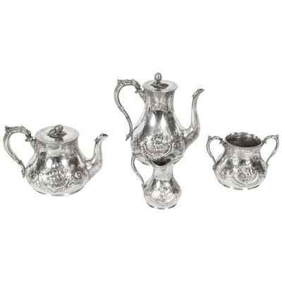 Antique Victorian Silver Plated Four Piece Tea & Coffee Set 19th C