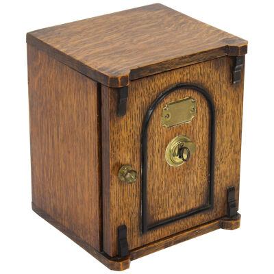 Antique Victorian Oak Novelty Cigar Humidor Box C1870