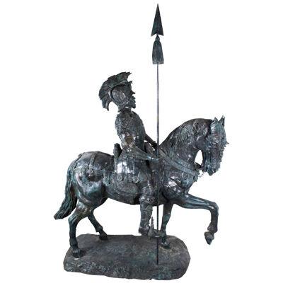 Life Size Bronze Roman Armoured Cavalry Officer on Horseback