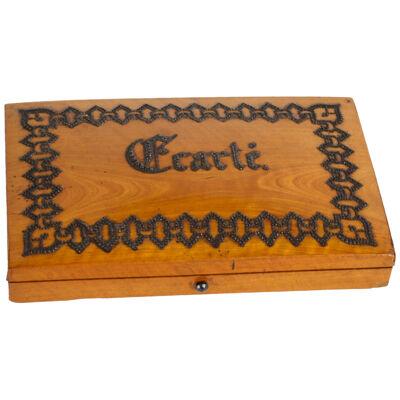 Antique French Satinwood Ecarte playing card box 19th Century