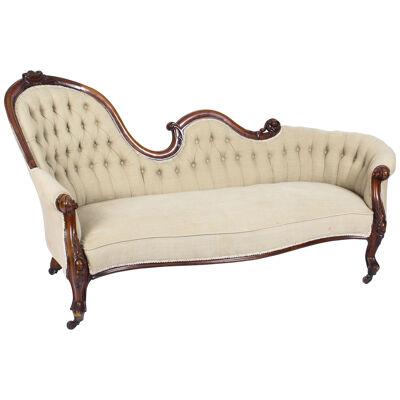 Antique Victorian Mahogany Sofa Chaise Longue Settee c.1860 19th Century