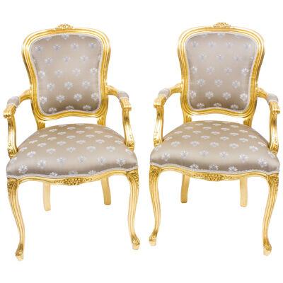 Superb Bespoke Pair French Louis Revival Giltwood Armchairs