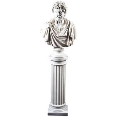 Marble Bust & Pedestal Roman Emperor Lusias Versus