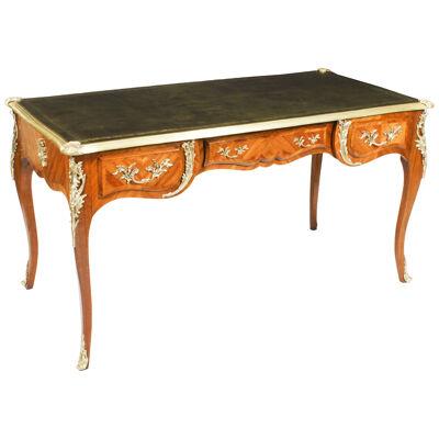 Antique Louis Revival King wood & Ormolu Bureau Plat Desk Writing Table 19th C