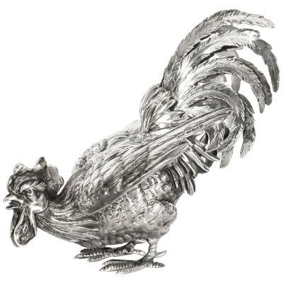 Antique French Sterling Silver fighting cockerel C 1880 19th C