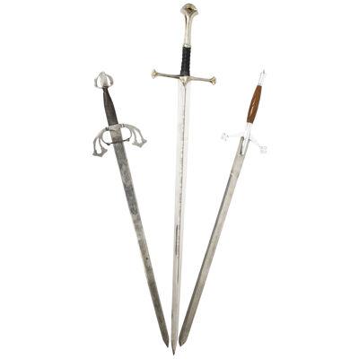Vintage Set of 3 two-handed claymore swords 20th Century