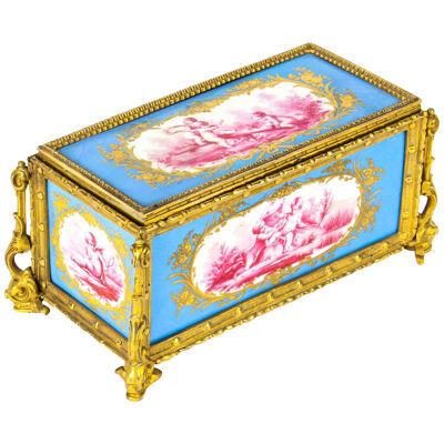 Antique French Sevres Porcelain and Ormolu Jewellery Casket C1870 19th C