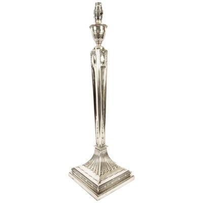Antique Victorian Sterling Silver Neo Classical Column Table Lamp 1900