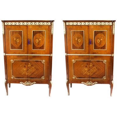 Vintage Pair Meuble Francais Ormolu Mounted Cocktail Cabinets Dry Bars 20th C