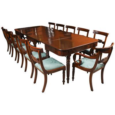 Antique Metamorphic Victorian Mahogany Dining Table & 12 Chairs 19th C