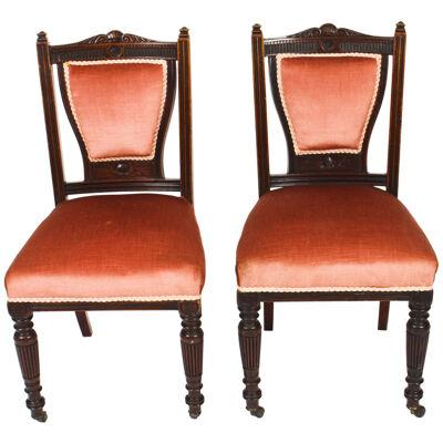 Antique Pair Late Victorian Side Chairs 19th Century