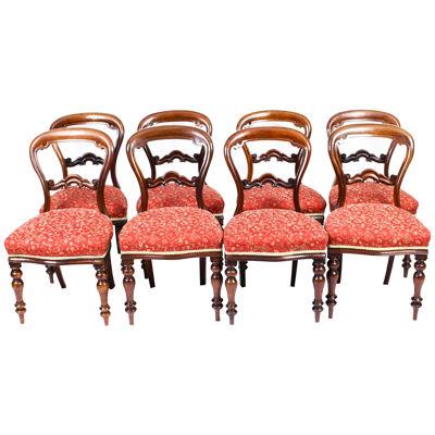 Antique Set 8 Victorian Mahogany Balloon Back Dining Chairs 19th Century
