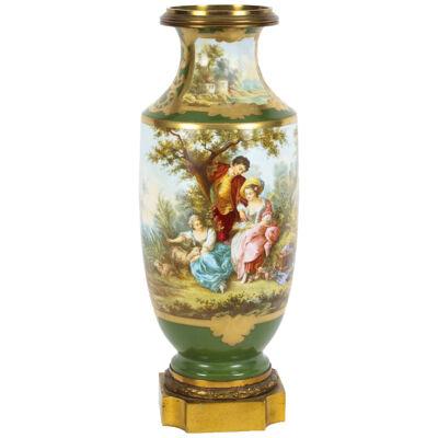 Antique 50cm French Sevres Ormolu Mounted Porcelain Vase 19th C