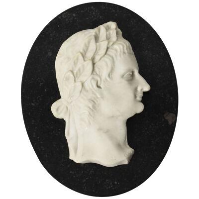 Antique Italian Marble Profile Plaque of Roman Emperor Claudius 19th Century