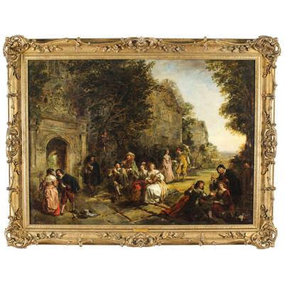 Antique Oil on Canvas Painting by Daniel Pasmore 88x114cm 1873 19thC