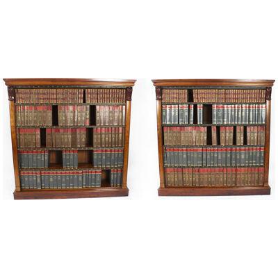 Antique Pair Victorian Mahogany Open Bookcases 19th Century