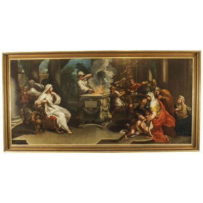 Antique Oil Painting "Sacrifice to Minerva" Odoardo Vicinelli Letterfourie 18thC