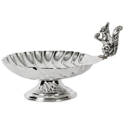 Antique Victorian Silver Plated Squirrel Nut Dish C1880