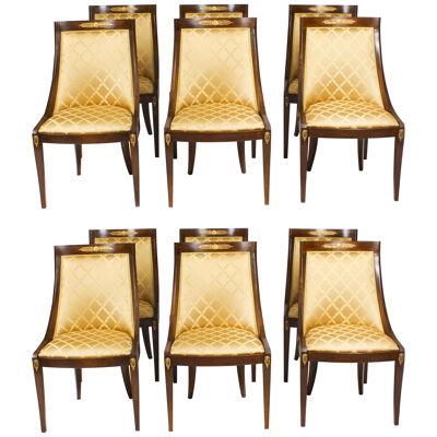 Bespoke Set of Twelve French Empire Revival Gondola Dining Chairs