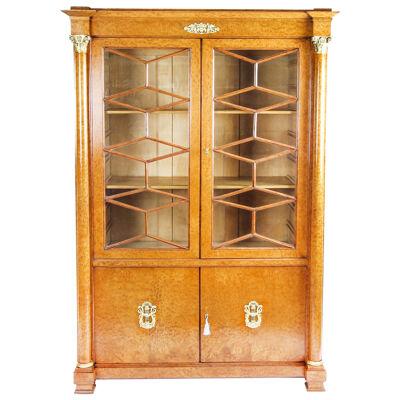 Antique French Charles X Burr Maple and Ormolu Bookcase Circa 1820 19th C