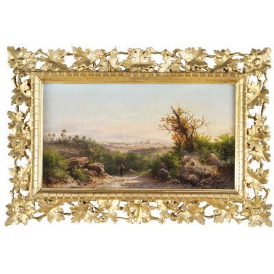Antique Italian Landscape Oil Painting Guido Agostini 19thC