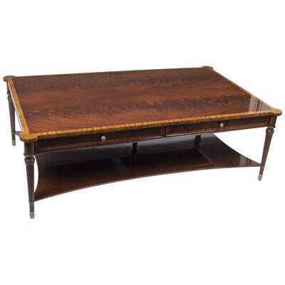 Bespoke Contemporary Flame Mahogany Coffee Table With Two Drawers