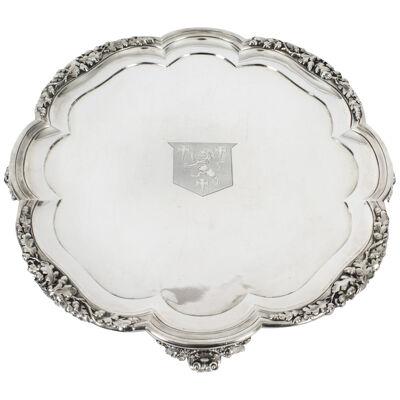 Antique Large William IV Silver Tray Salver by Paul Storr 1837 19th Century