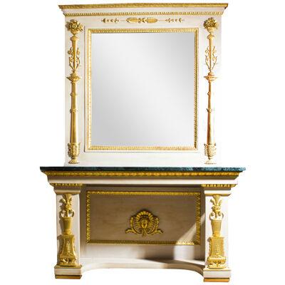 Antique Roman Console Table with Mirror & Marble Top 248 x 168 cm