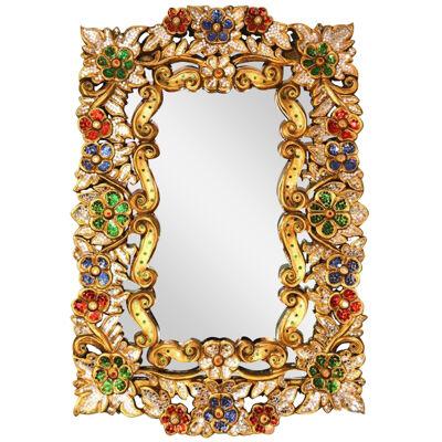 Beautiful Mirror Bordered with Precious Stones 71 x 46 cm