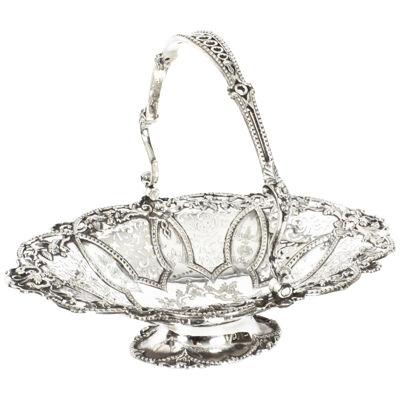 Antique Victorian Silver Plated Fruit Basket Martin Hall c.1860