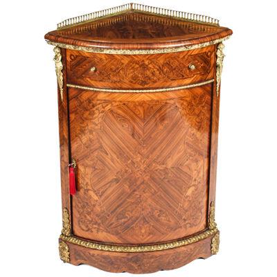 Antique Kingwood & Marquetry Marquetry Low Corner Cabinet c.1860