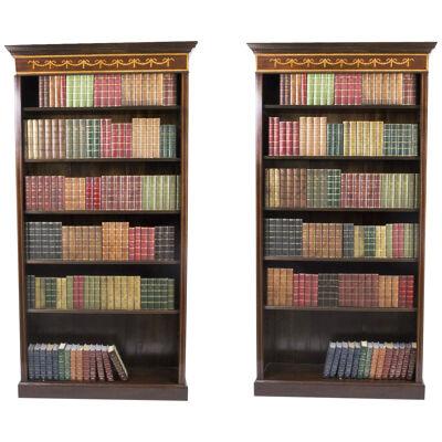 Bespoke Pair Sheraton Style Mahogany Open Bookcases