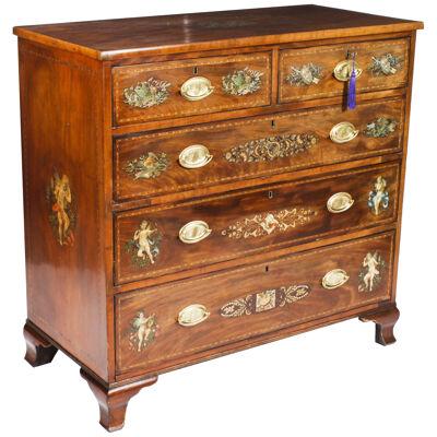 Antique George III Sheraton Painted Chest Drawers Late 18th Century