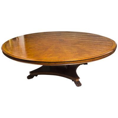 Vintage Regency Style 8ft Round Pollard Oak Dining Table 20thC