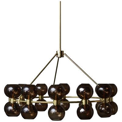 Circular Brass Chandelier with Glass Globes