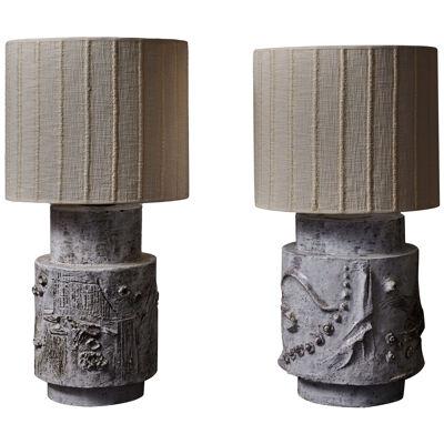 Important Pair of Ceramic Table Lamps, 1960s