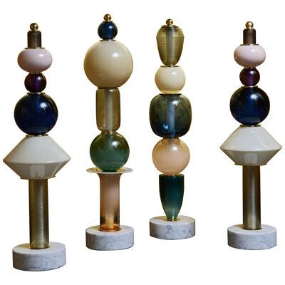 Glass Totem Table Lamps by Glustin Luminaires