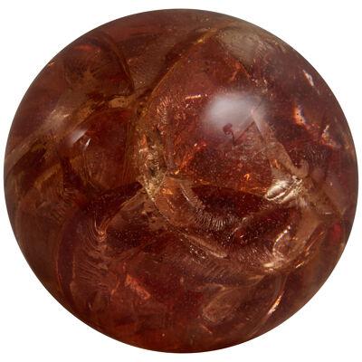 Orange Fractal Resin Globe circa 1970