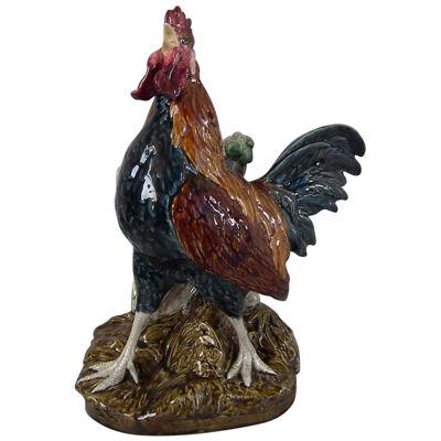 Majolica Rooster/Cockerel Vase by Louis Carrier Belleuse