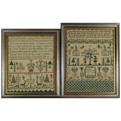 Pair of Sister Samplers, 1810, Priscella and H Trokes