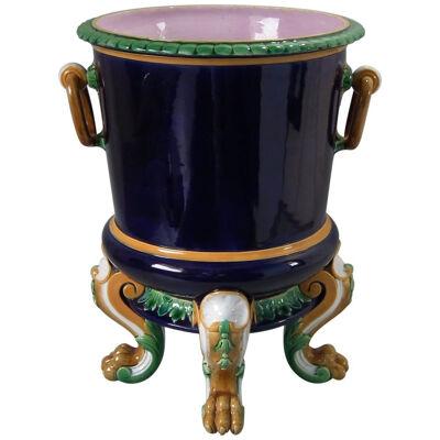 Minton Majolica Wine Cooler with Lion Paw Feet
