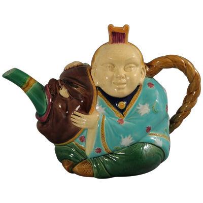 Minton Majolica Oriental Figure Teapot