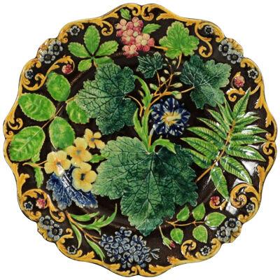 Alcock Majolica Flower And Leaf Plate