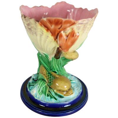 Royal Worcester Majolica Dolphin Posy Holder